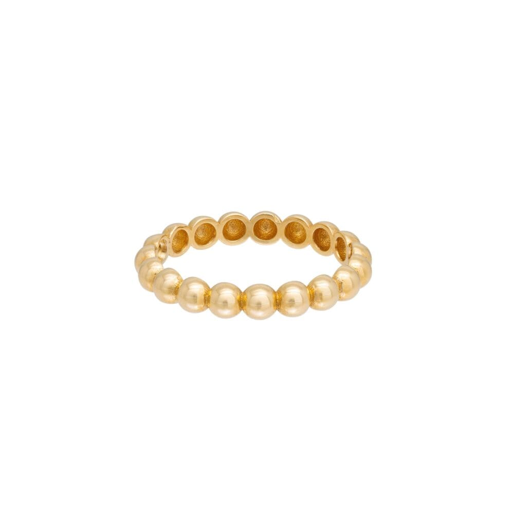Stackable 3mm Beaded Ball Ring 14k Yellow Gold