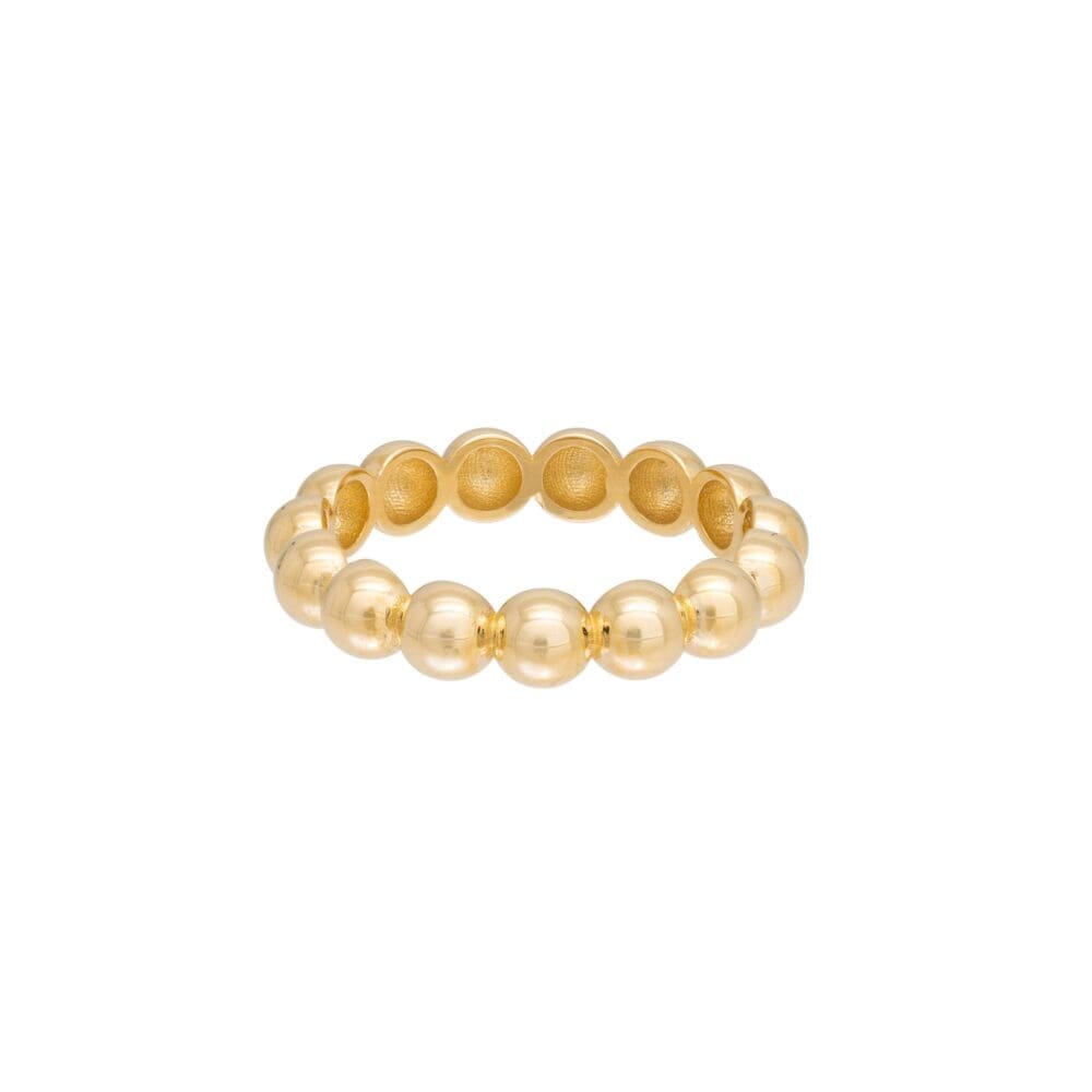 Stackable 4mm Beaded Ball Ring 14k Yellow Gold