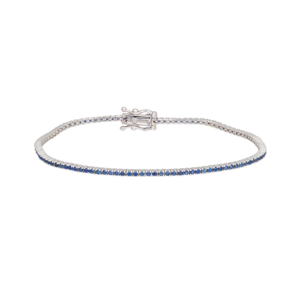 Classic Blue Sapphire Tennis Bracelet White Gold