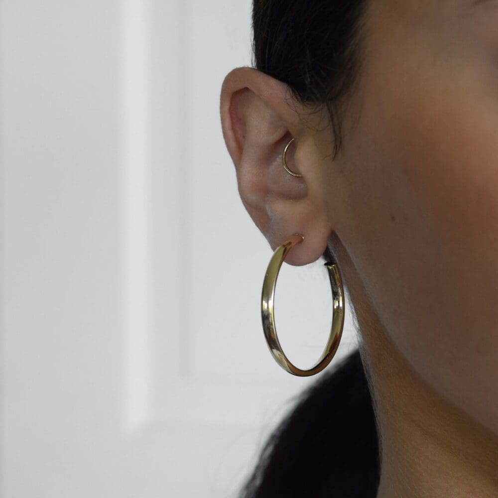 Large Flat Edge Hoop Earrings