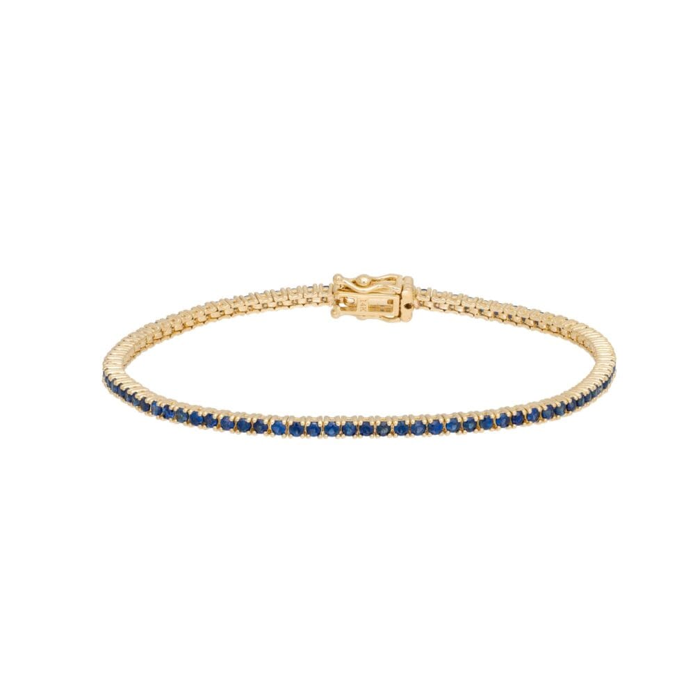 Classic Medium Blue Sapphire Tennis Bracelet Yellow Gold