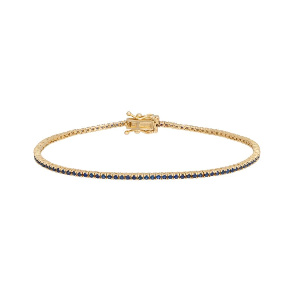 Classic Small Blue Sapphire Tennis Bracelet Yellow Gold