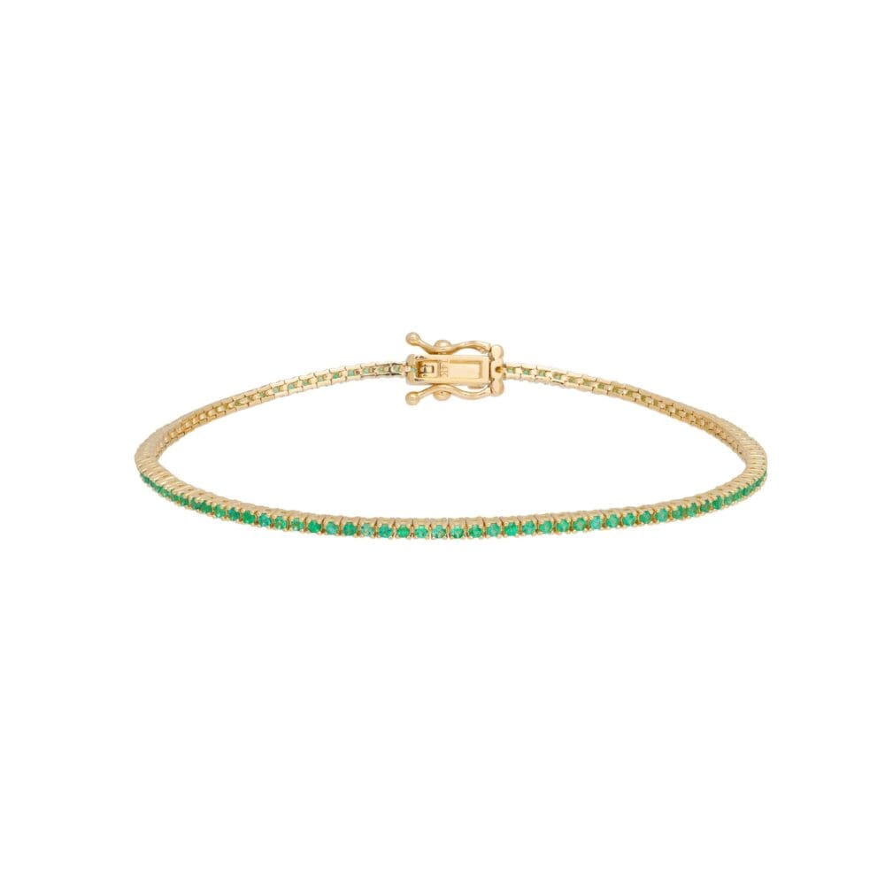 Classic Small Emerald Tennis Bracelet Yellow Gold