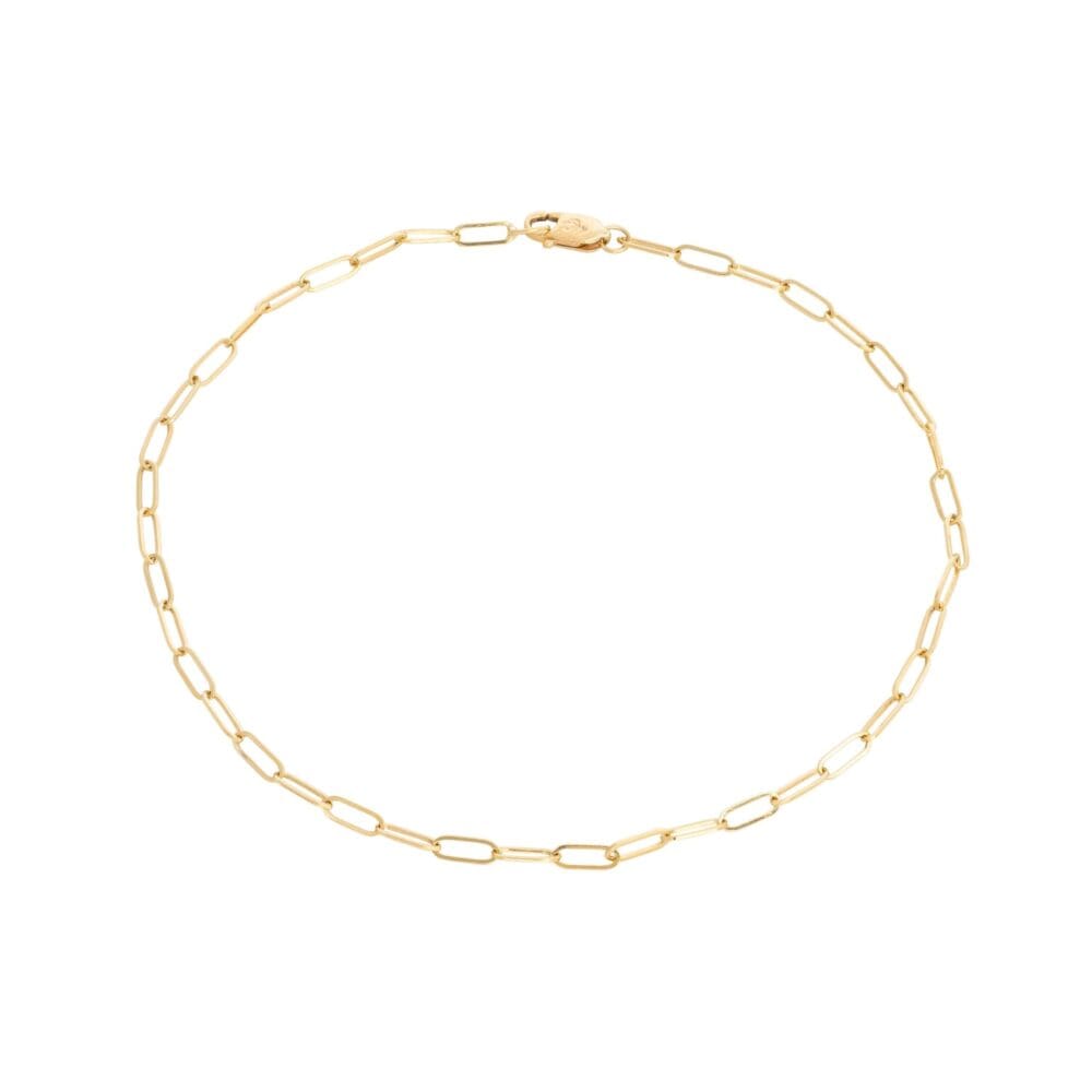 Diamond Paperclip Anklet Yellow Gold