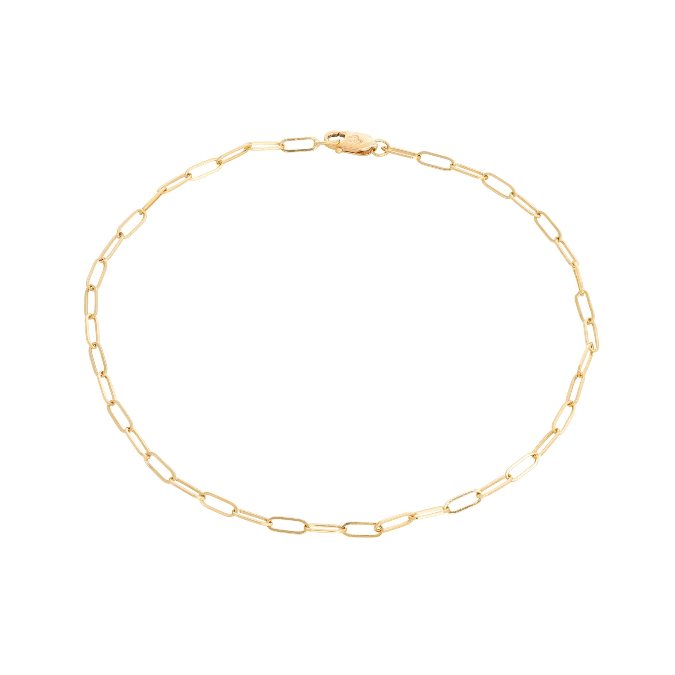 Diamond Paperclip Anklet Yellow Gold