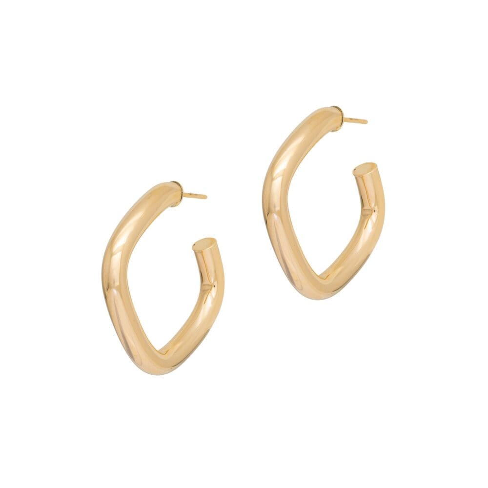 Large Square Tube Hoop Earrings Yellow Gold