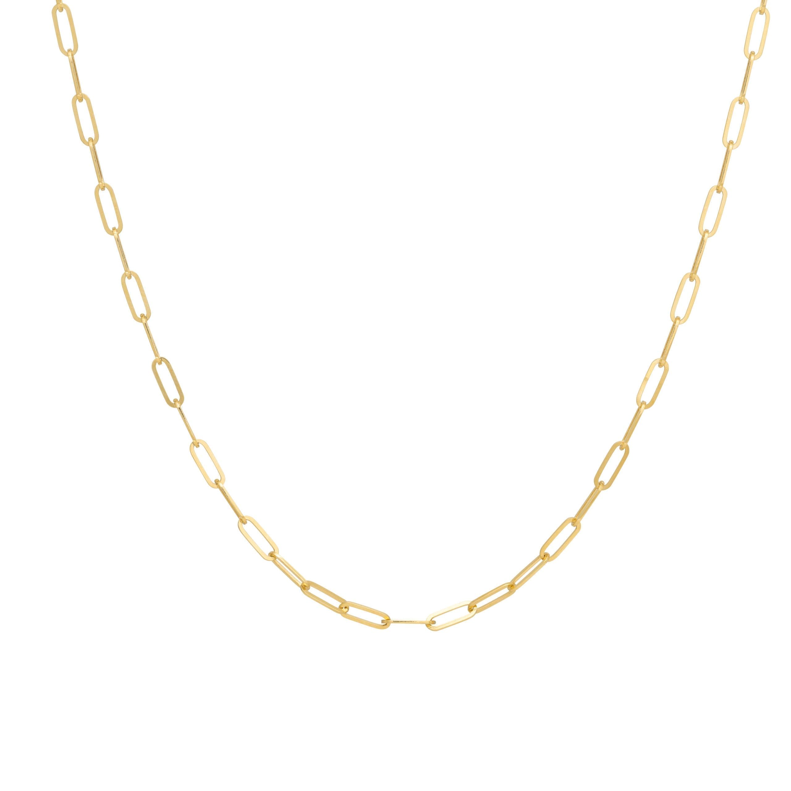 Mini Paperclip Chain Necklace Yellow Gold