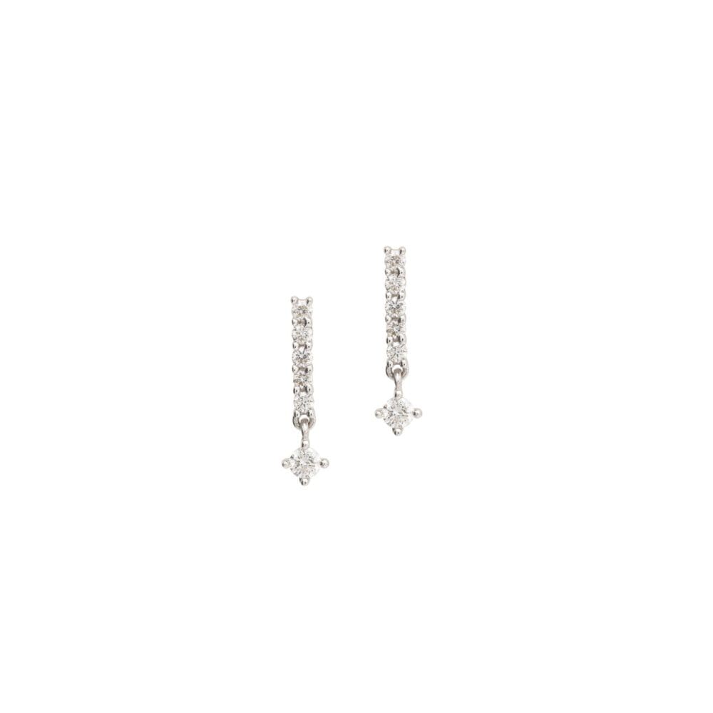 5 Stacked Diamonds with Diamond Drop Link Earrings White Gold