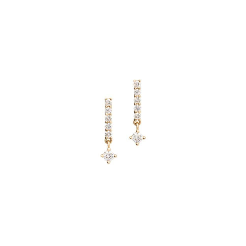 5 Stacked Diamonds with Diamond Drop Link Earrings Yellow Gold