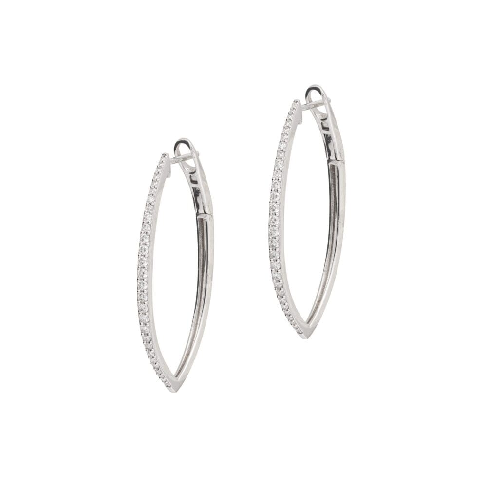Diamond Large Triangle Hoops White Gold