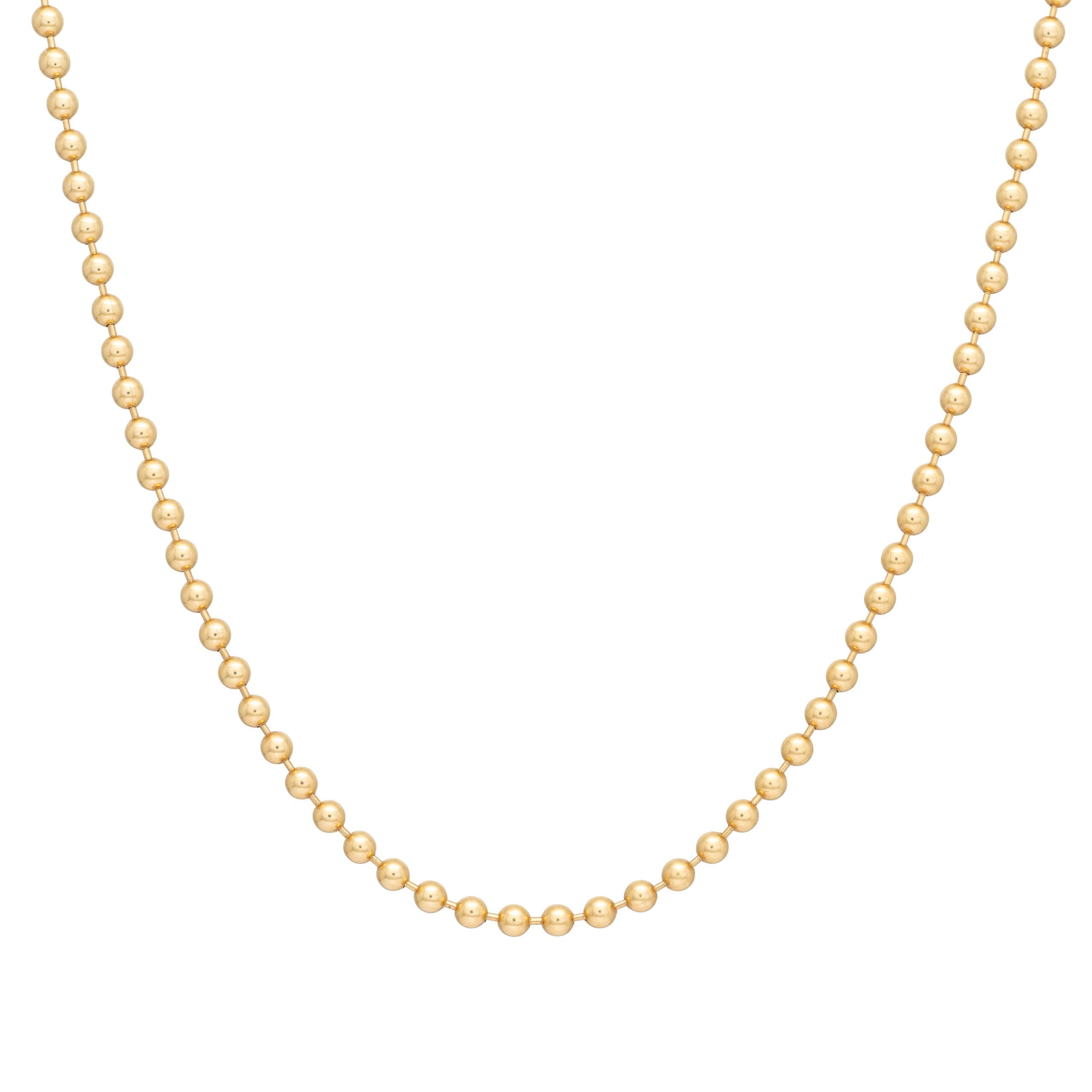 Solid Gold 3mm Beaded Ball Chain Yellow Gold