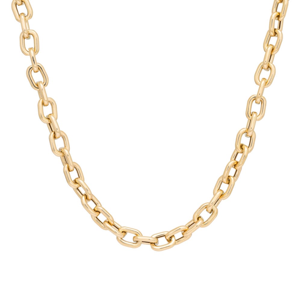 Thick Oval Chain Link Necklace Yellow Gold