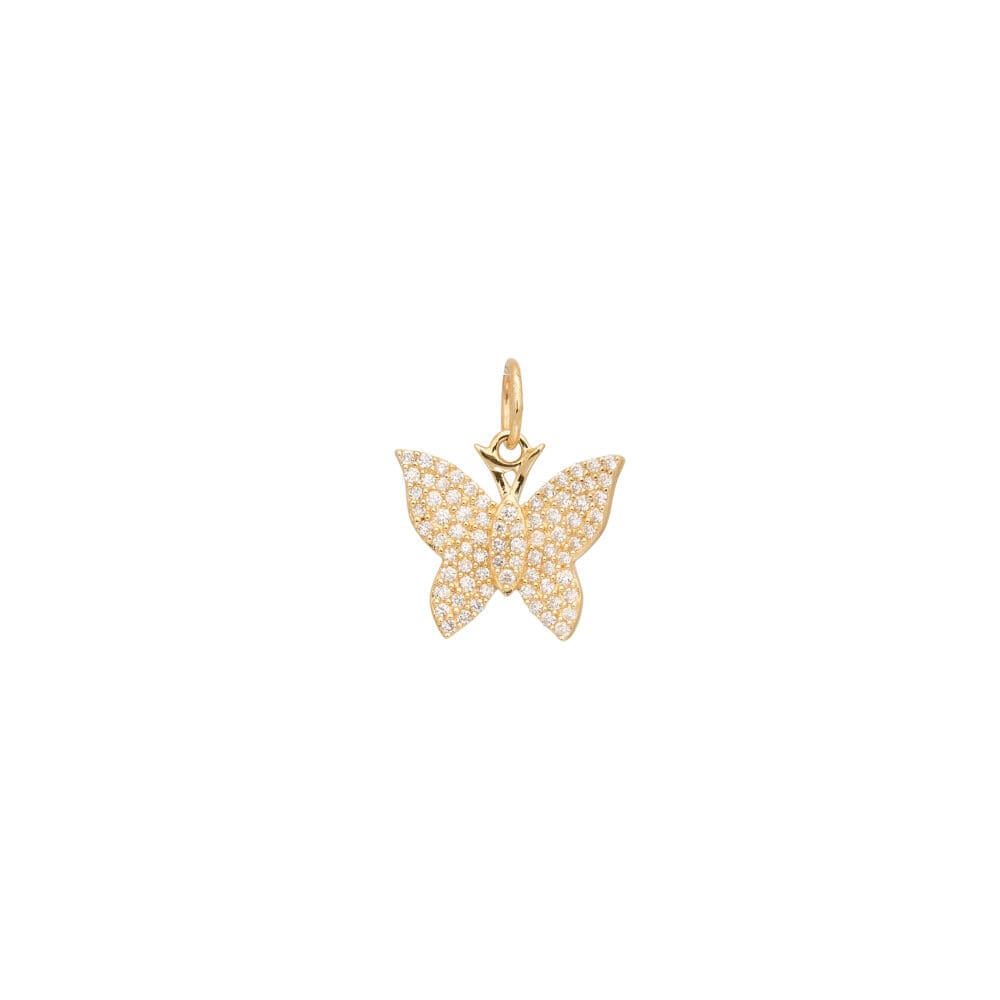 Diamond Butterfly Charm Yellow Gold