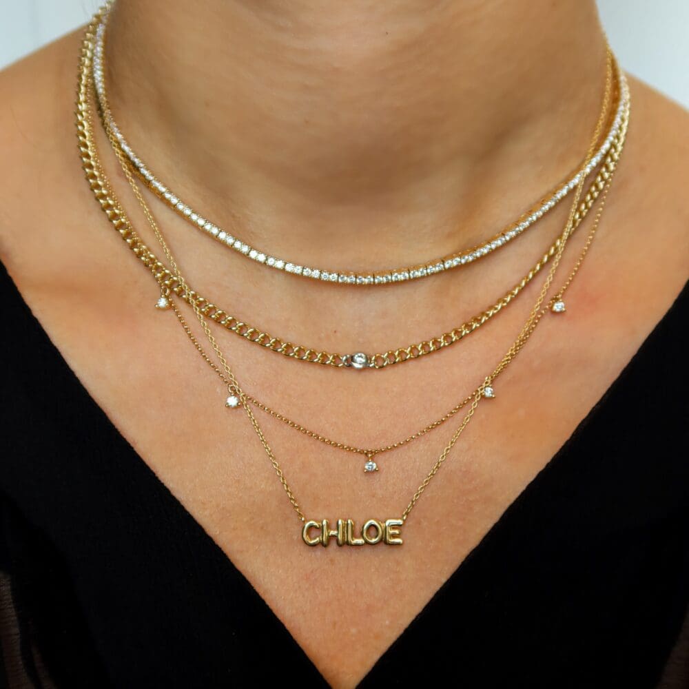 Bubble Name Necklace Gold
