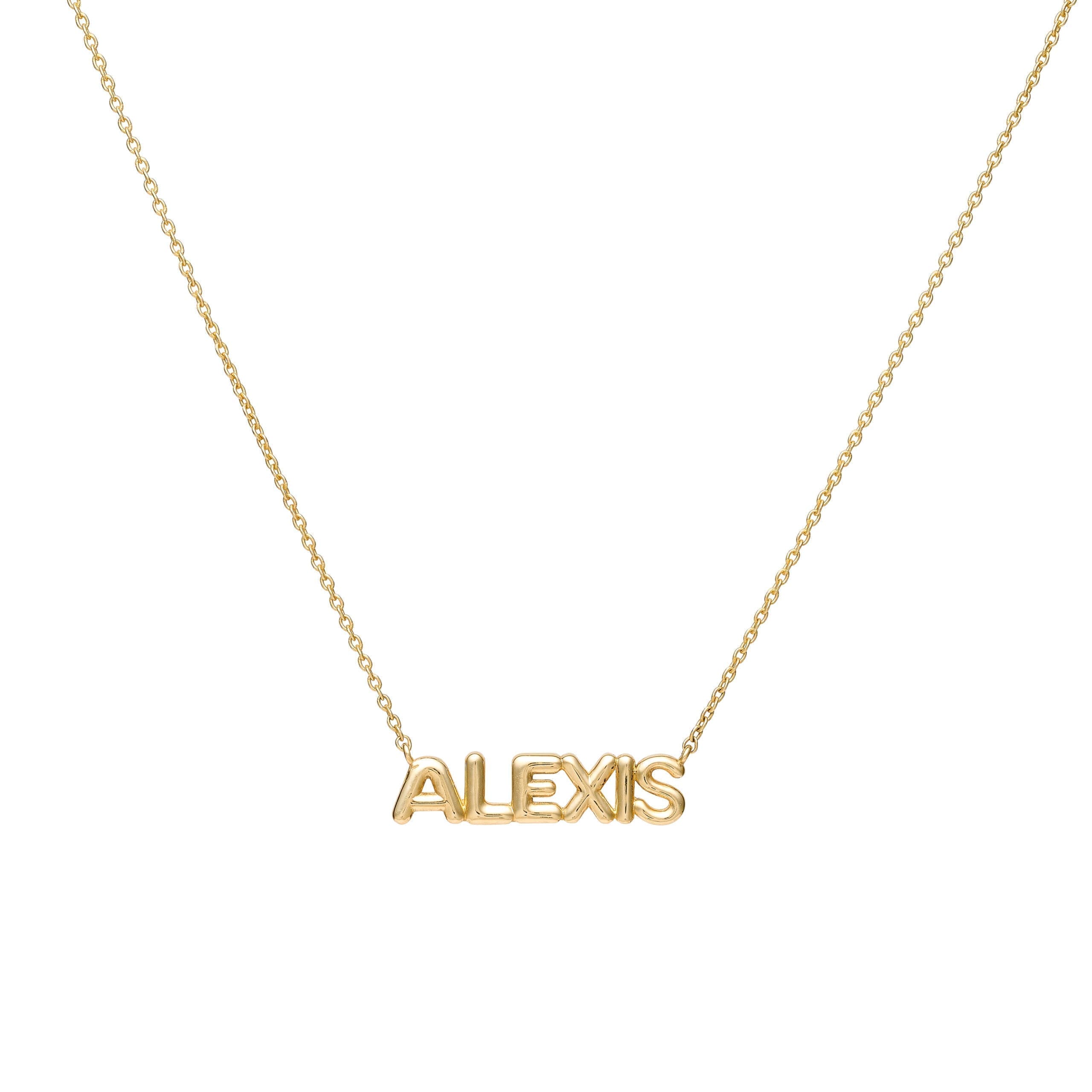 Bubble Name Necklace Yellow Gold Alexis