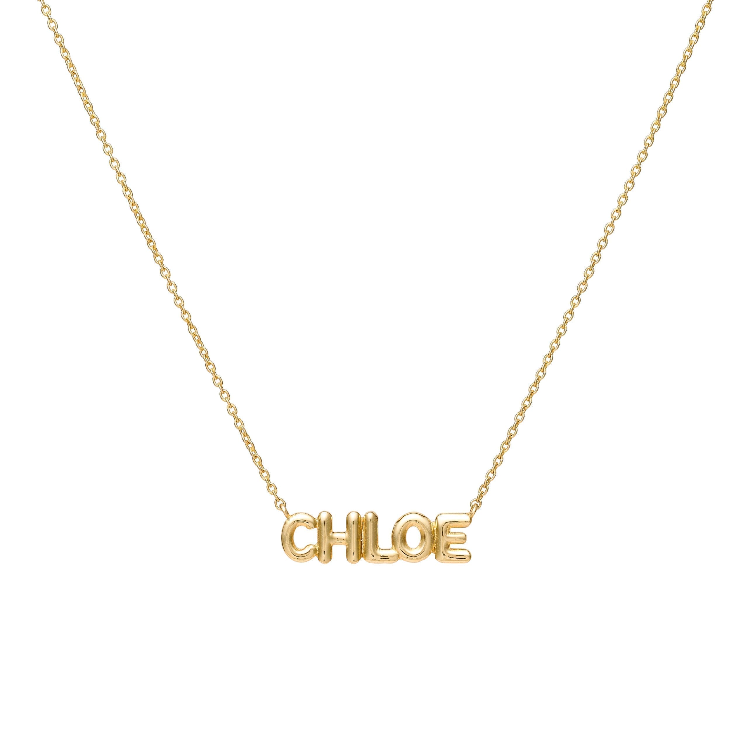 Bubble Name Necklace Yellow Gold Chloe