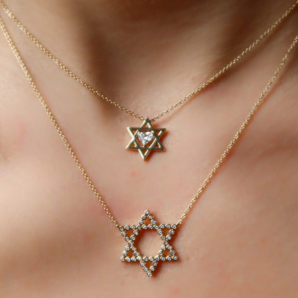 Floating Diamond Heart Star of David Diamond-Bezel-Star-of-David-Necklace-scaled