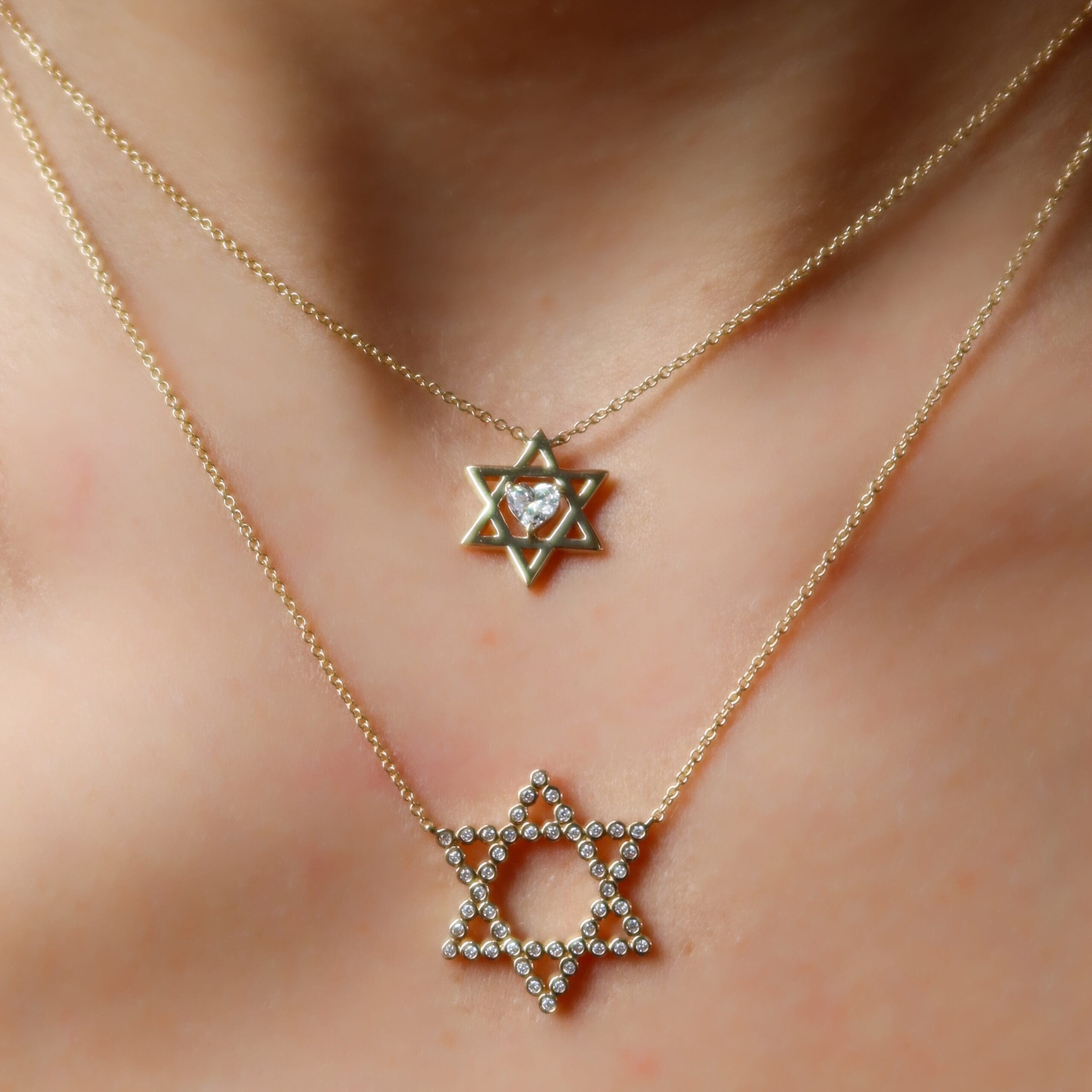 Floating Diamond Heart Star of David Diamond-Bezel-Star-of-David-Necklace-scaled