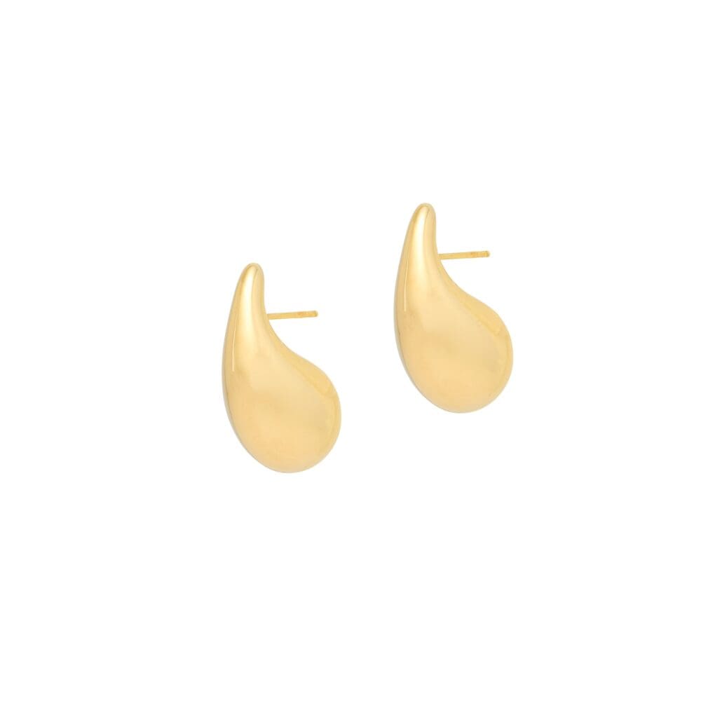 Medium Puffed Teardrop Earrings Yellow Gold