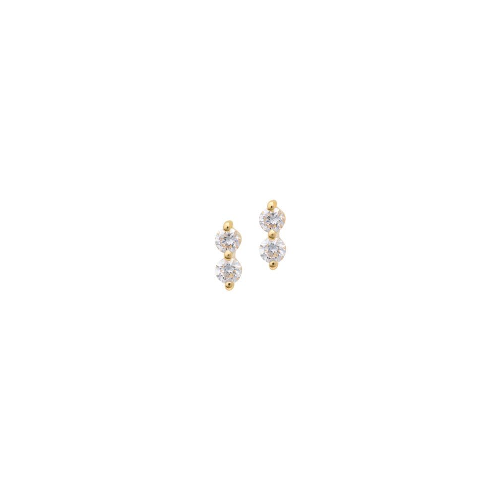 Mini Double Diamond Earrings Yellow Gold