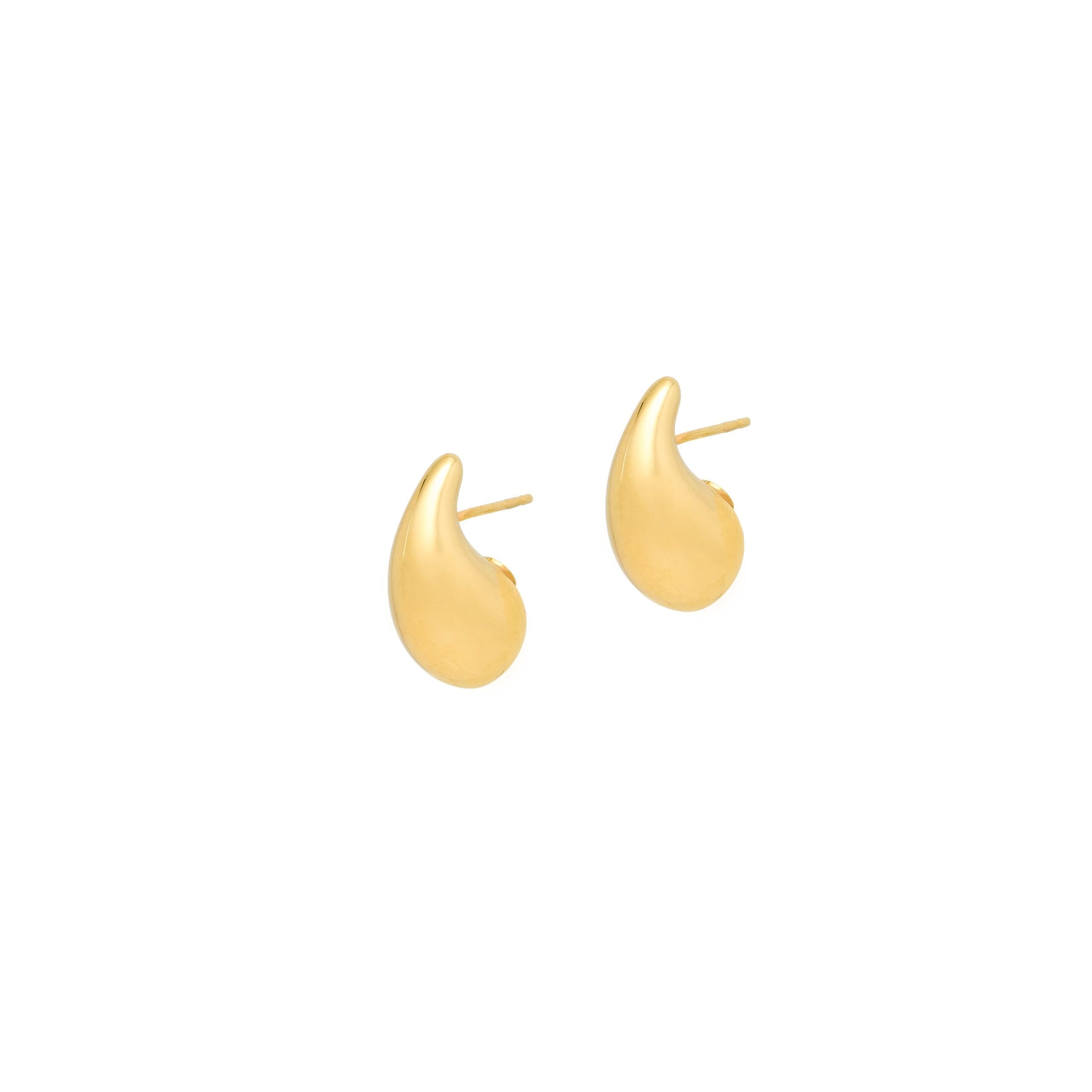 Small Puffed Teardrop Earrings Yellow Gold